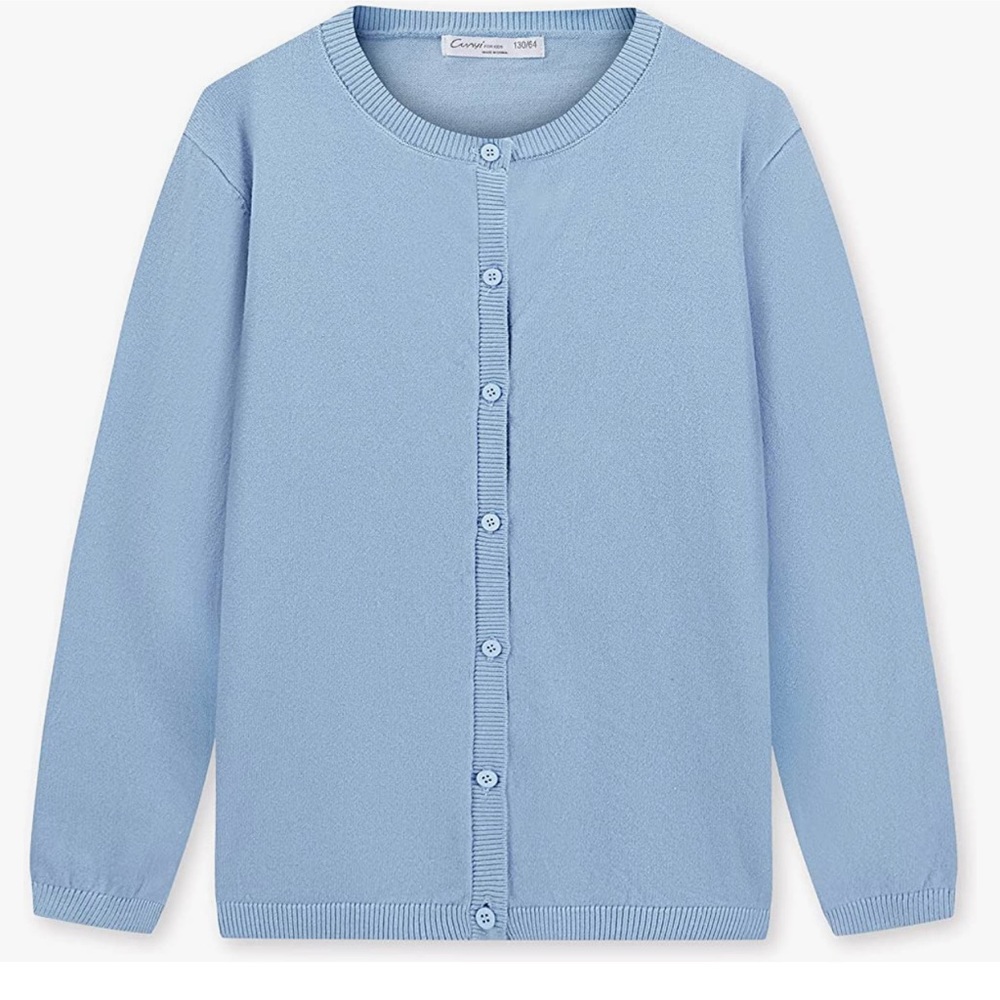 CUNY Girl's Crewneck Lightweight Button-up Cardigan